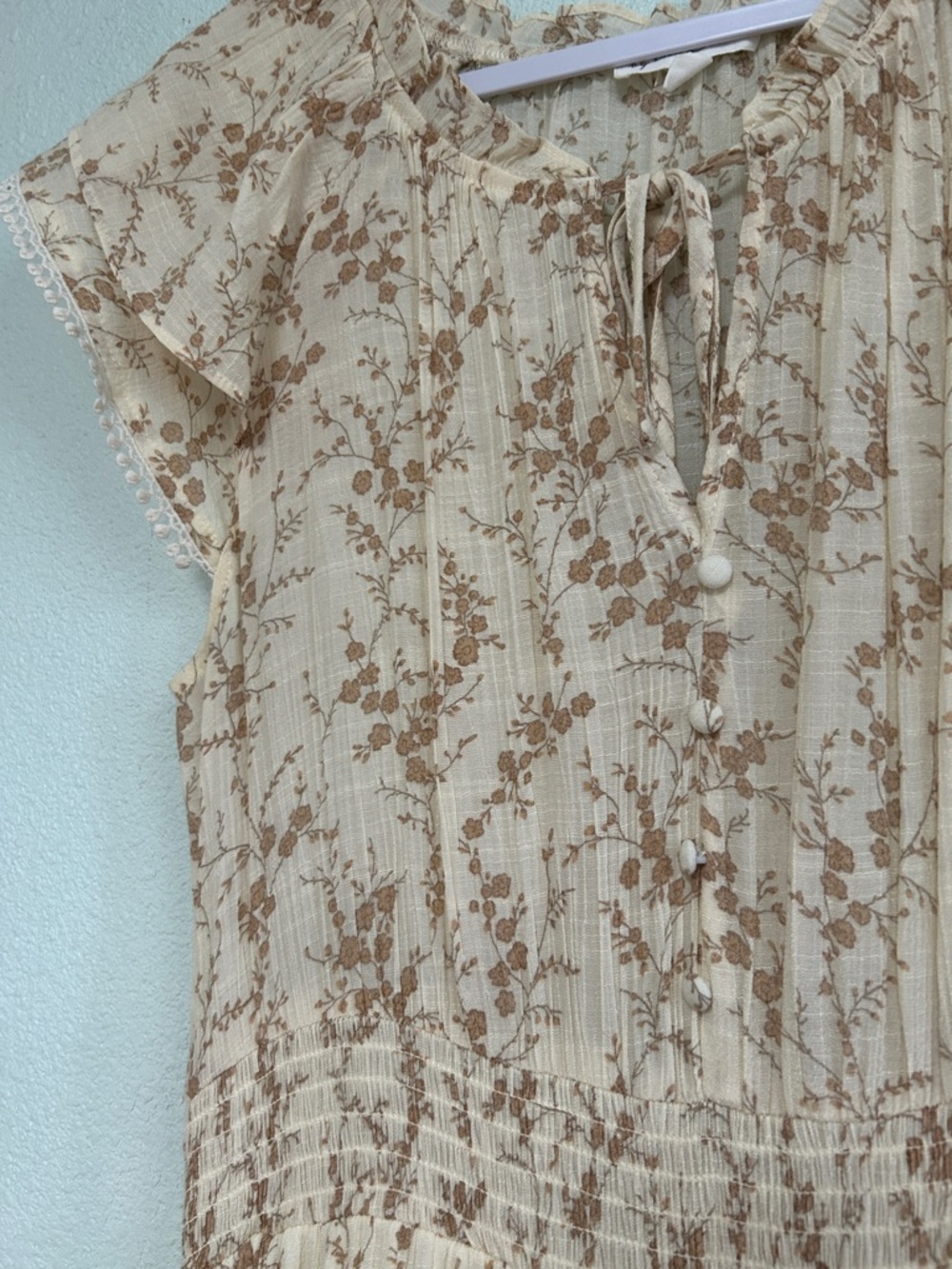 By the River Cream Floral Tiered Midi Dress - Picture 4 of 6